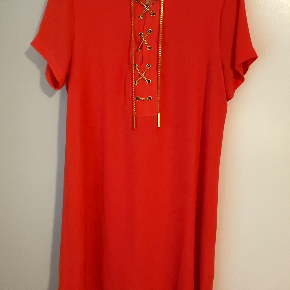 MICHAEL Michael Kors Salmon/Orange Lace-Up Mini Dress